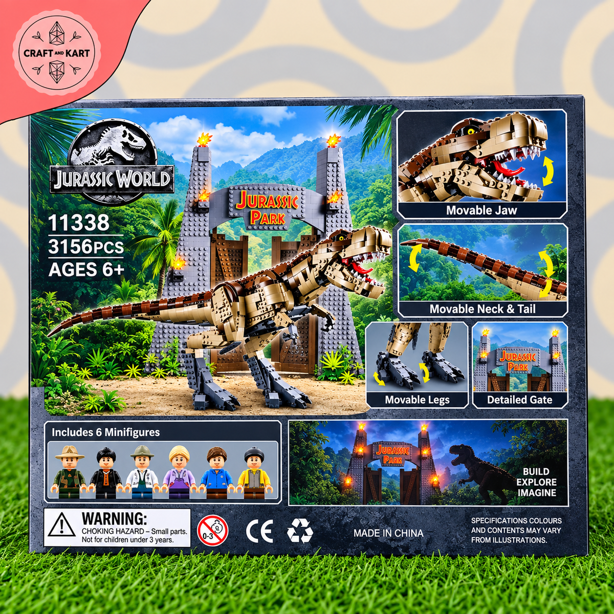 Jurassic World Dinosaur Building Blocks Set 3156 PCS | T-Rex & Jurassic Park STEM Toy