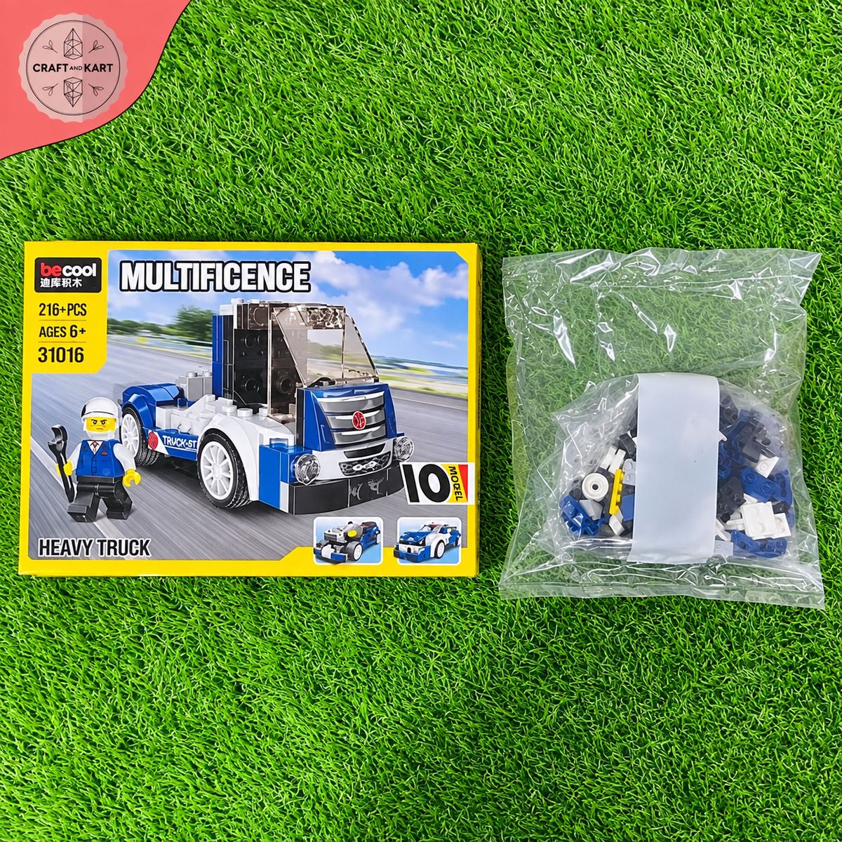 Brick Building 10-in-1 Heavy Truck Building Blocks Set – 216+ PCS STEM Construction Toy for Kids 6+