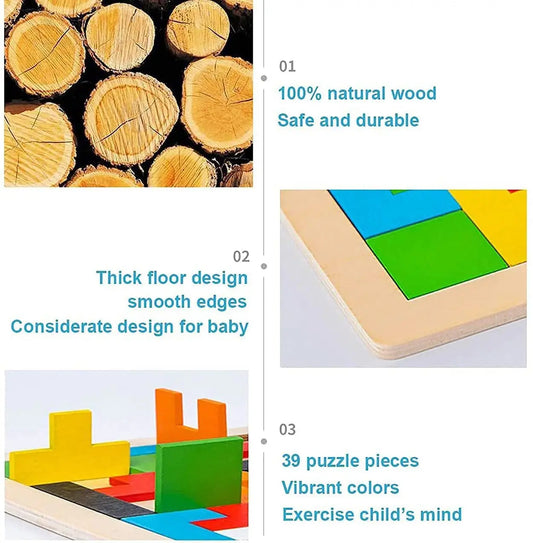 3 in 1 Wooden Puzzle For Kids - Craft and Kart