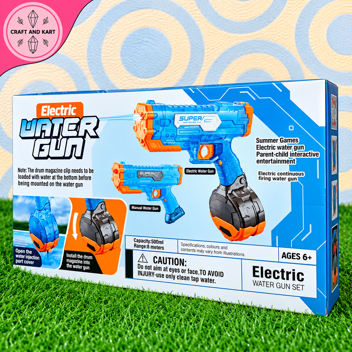 Electric Water Gun Set for Kids – Automatic High-Capacity Blaster Toy (8m Range)