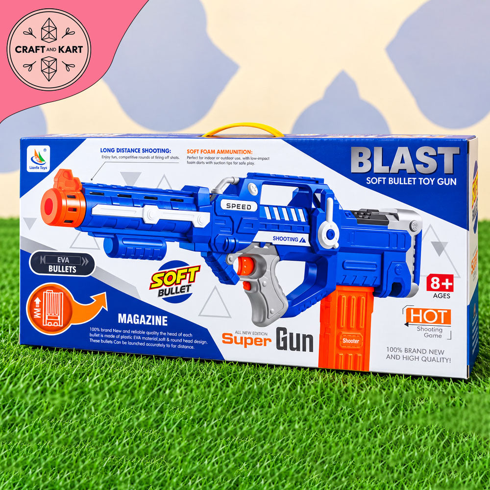 BLAST Super Soft Bullet Toy Gun for Kids β EVA Foam Bullet Blaster with Magazine, Long-Distance Shooting & 8+