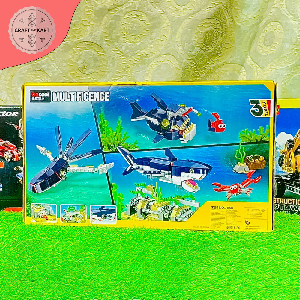 Decool Multificence 3-in-1 Undersea Creature Building Blocks Set | 388+ PCS Educational STEM Toy for Kids 6+