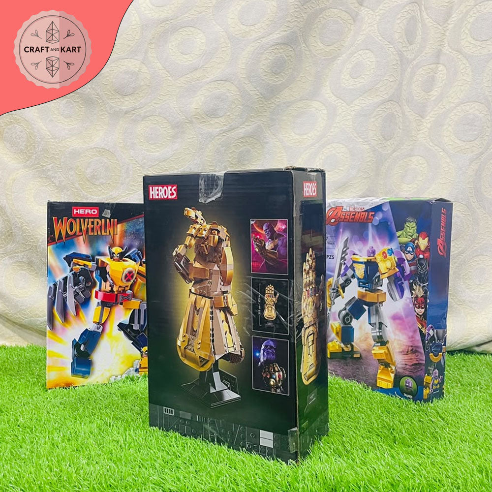 Infinity Gauntlet Building Blocks Set β 590 Pieces Super Hero Collectible Display Model for Adults & Teens