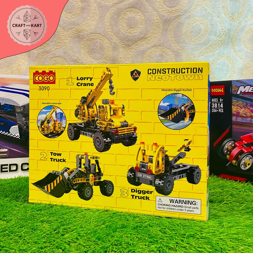 COGO 3-in-1 Construction Crane Truck Building Blocks Set | 235 PCS Educational STEM Toy for Kids 6+