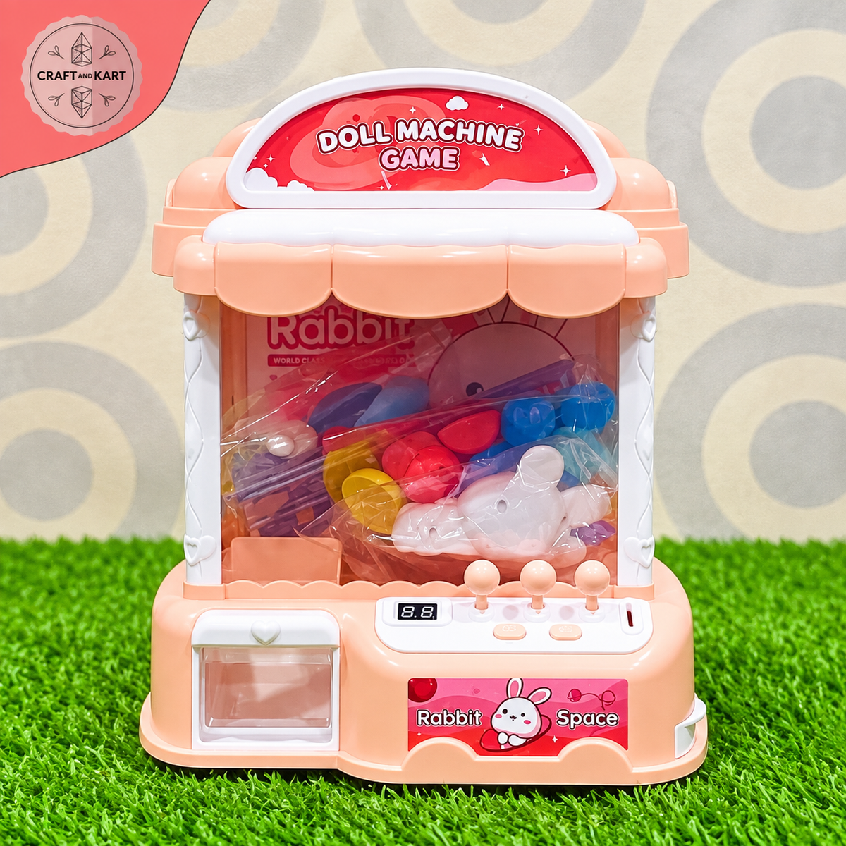 Mini Rabbit Claw Machine Toy for Kids – Electric Arcade Doll Catcher Game with Mini Plush Toys & Prize Capsules