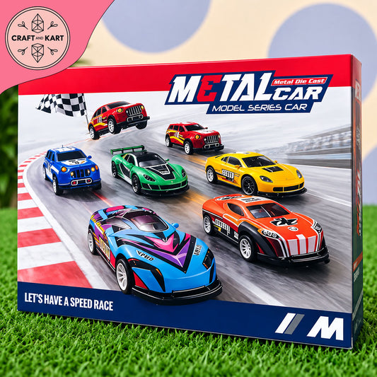 Metal Die-Cast Pull-Back Racing Cars Set – Mini Toy Cars Collection for Kids 3+