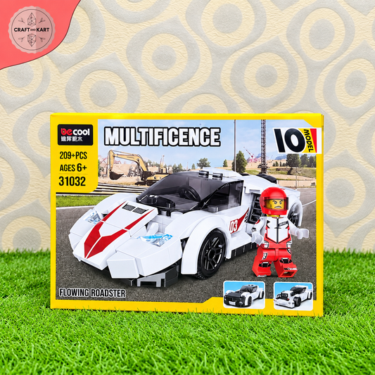 Brick Building Multificence 10-in-1 Racing Car Building Blocks Set – STEM Construction Toy for Kids 6+ | Craft & Kart