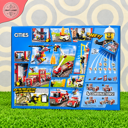 Cities Fire Station Building Blocks Set - 958 PCS Fire Rescue Helicopter & Truck Toy (No. 10831)