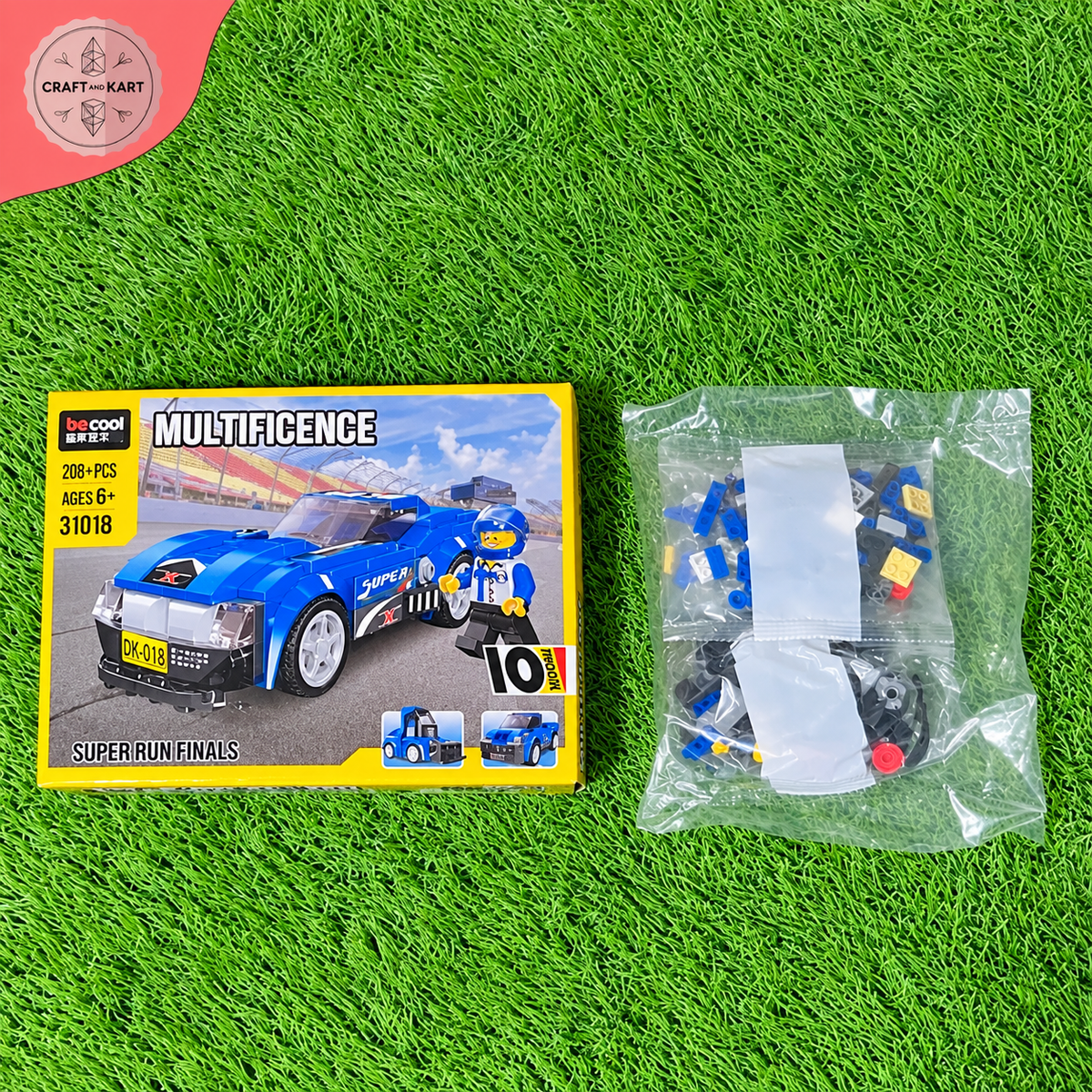 Brick Building 10-in-1 Super Racing Car Building Blocks Set – 208+ PCS STEM Construction Toy for Kids 6+