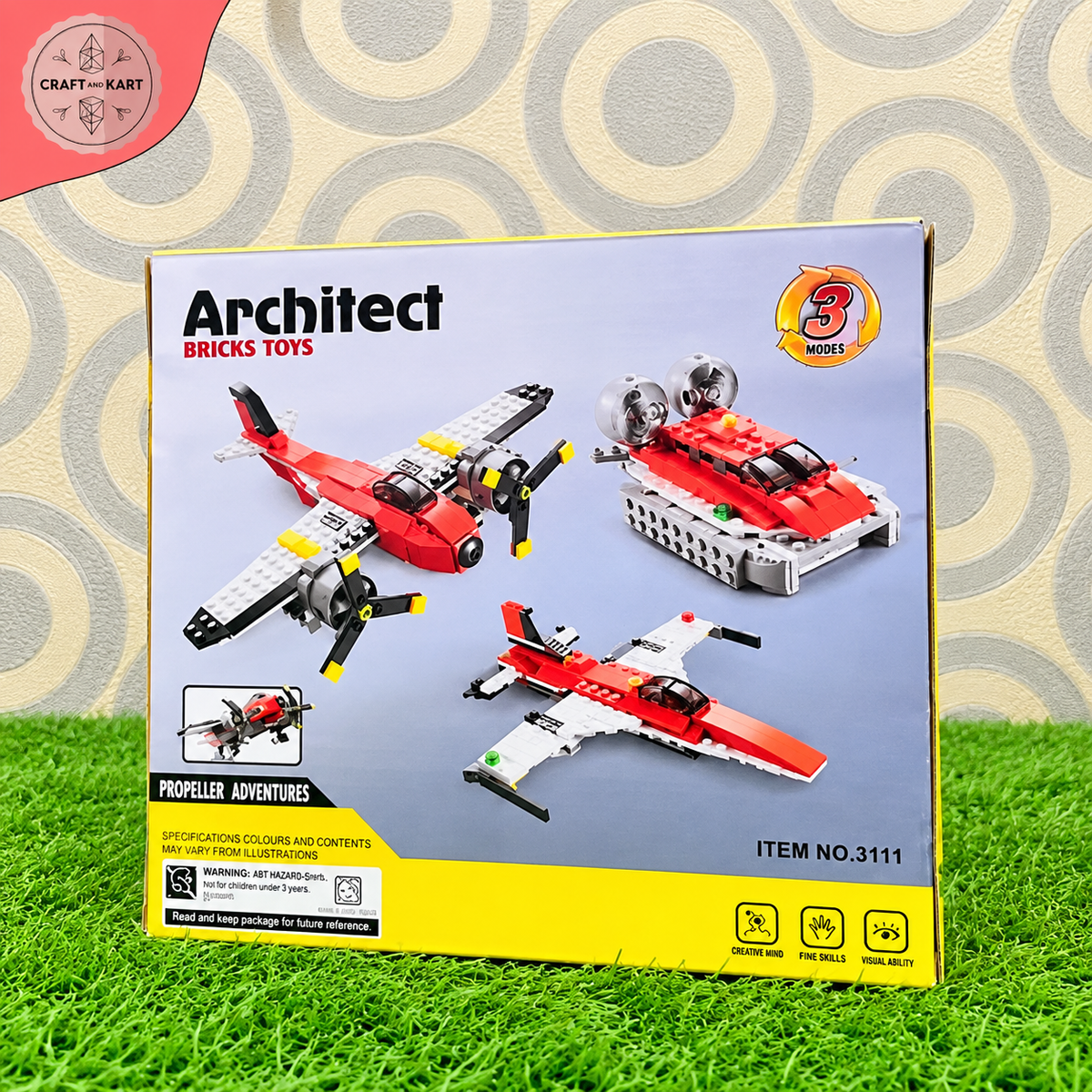 Brick Building Architect 3-in-1 Propeller Adventures Building Bricks Toy Set