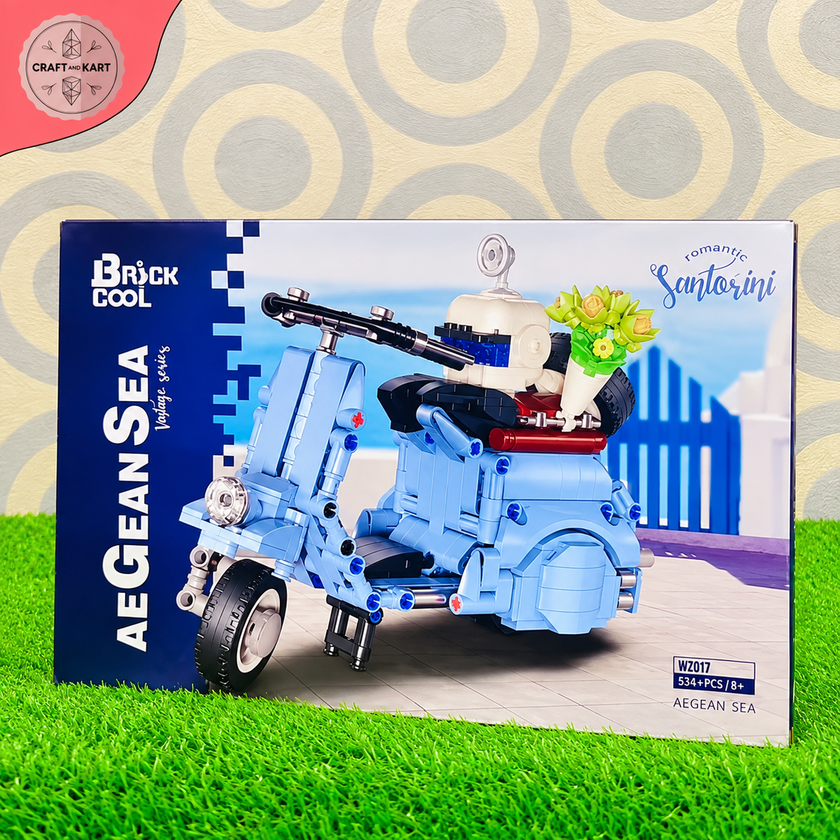 Aegean Sea Vintage Scooter Building Blocks Set – 513 PCS DIY Model Kit for Kids & Adults | Craft & Kart