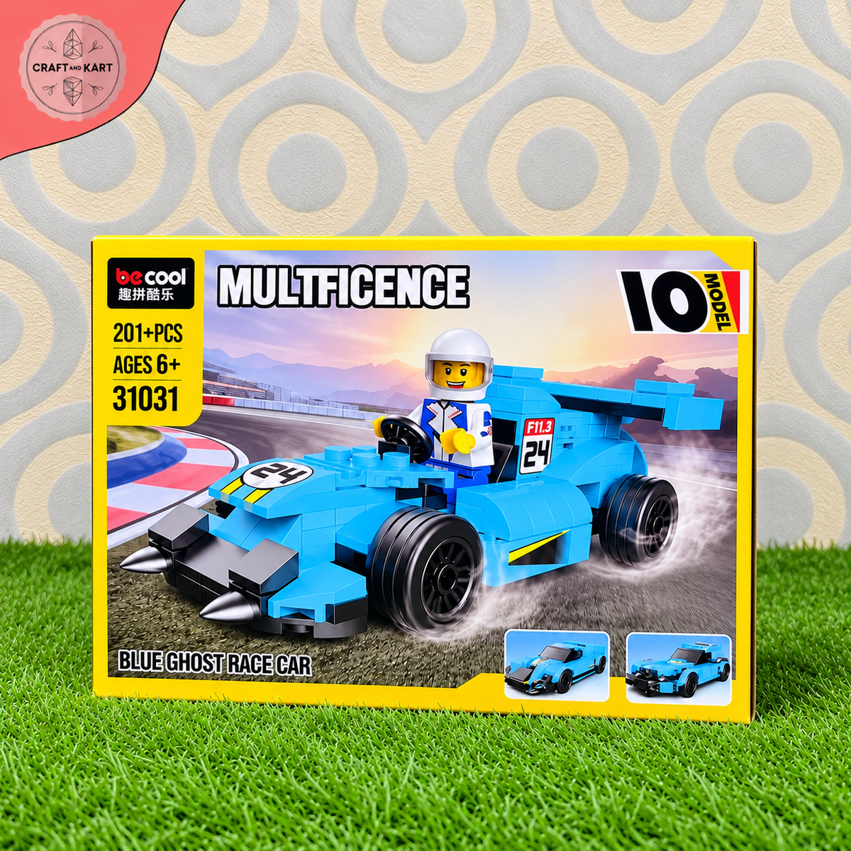 Brick Building Decool Multificence 10-in-1 Blue Ghost Race Car | Craft & Kart