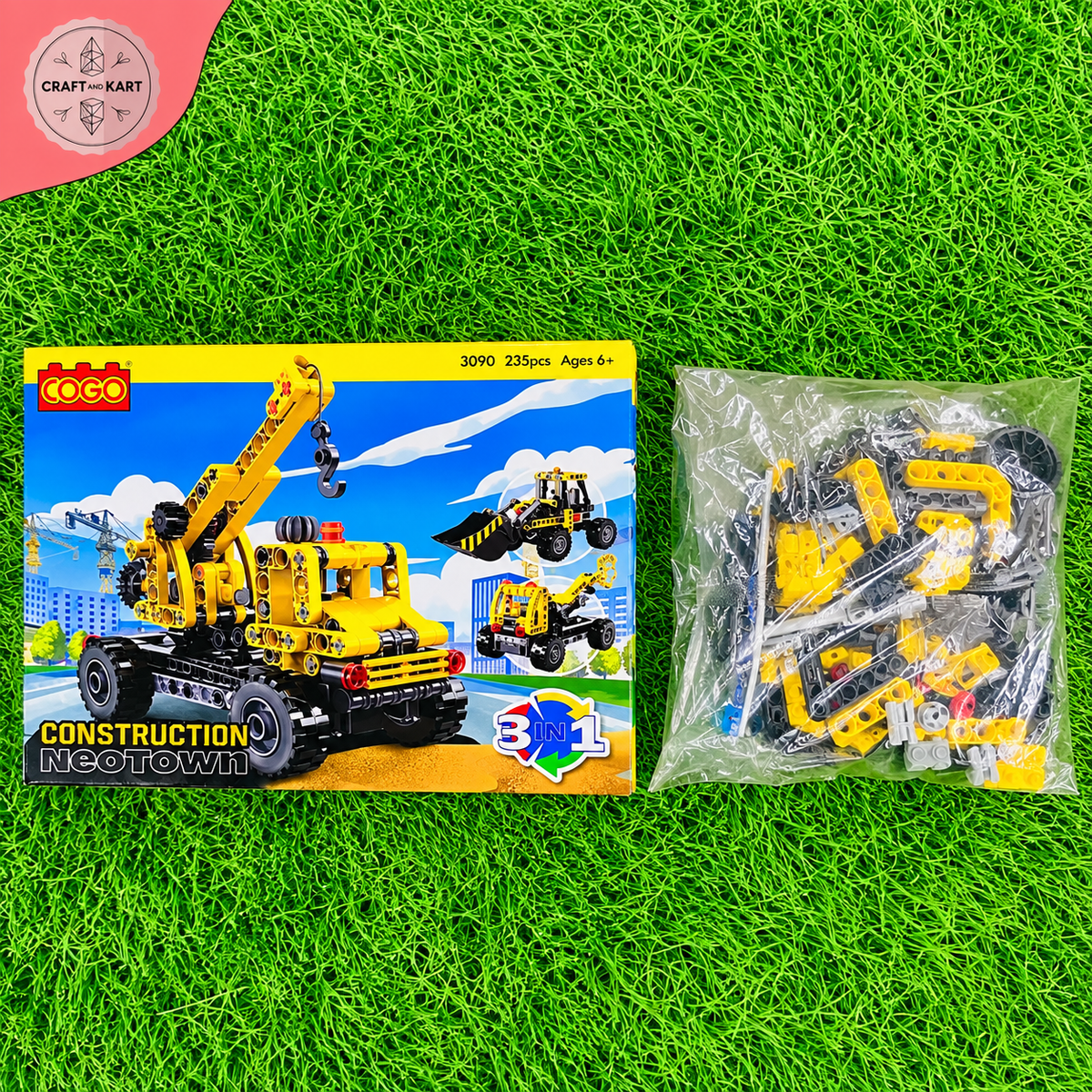 Brick Building COGO 3-in-1 Construction Crane Truck Building Blocks Set | 235 PCS Educational STEM Toy for Kids 6+