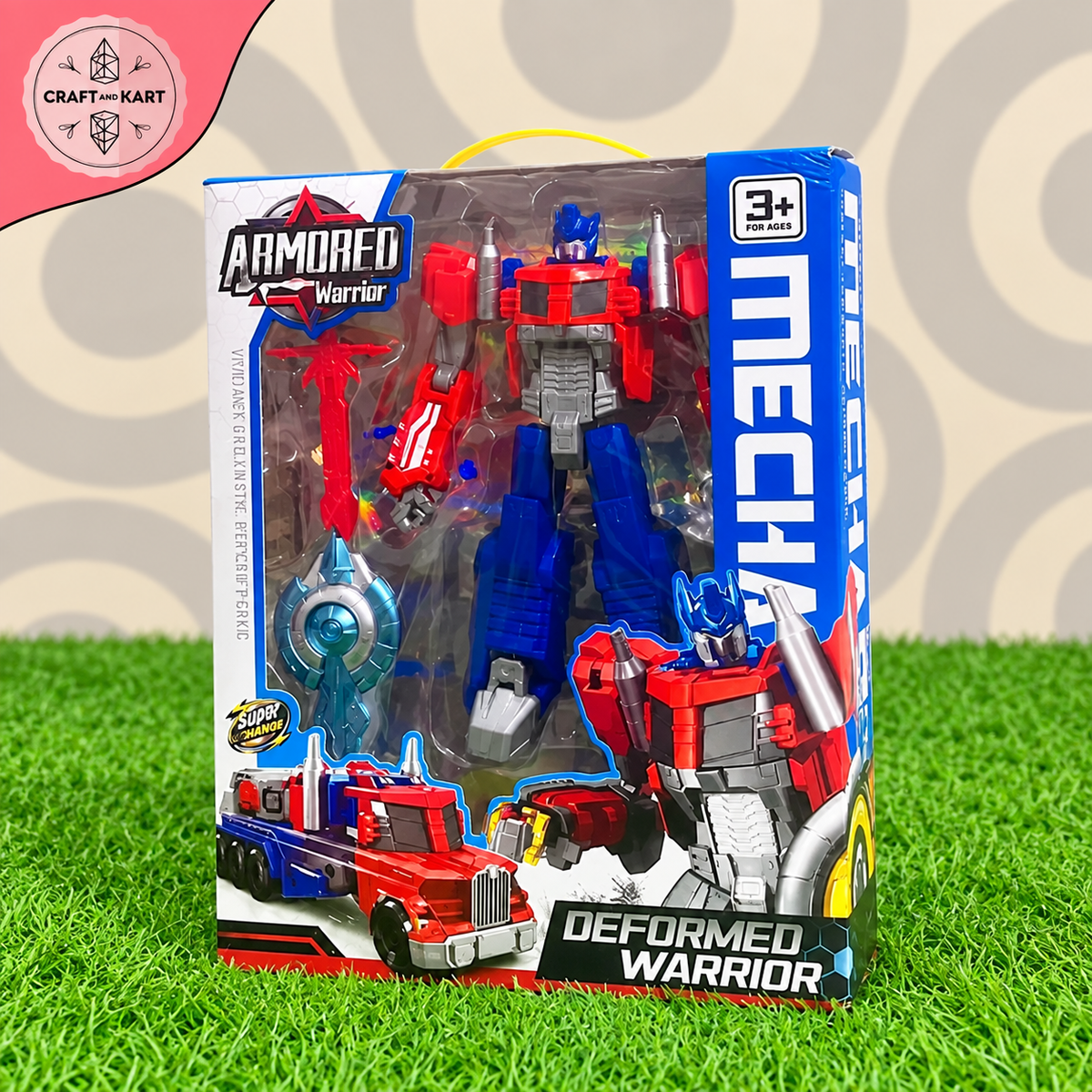 Armored Warrior Semi-Truck to Robot Deformation Toy | 2-in-1 Transforming Deformed Warrior Action Figure with Shield and Sword