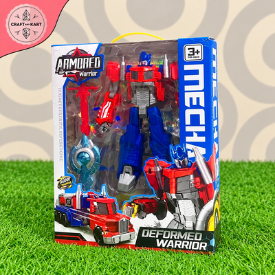 Armored Warrior Semi-Truck to Robot Deformation Toy | 2-in-1 Transforming Deformed Warrior Action Figure with Shield and Sword
