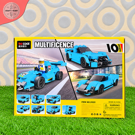 Brick Building Decool Multificence 10-in-1 Blue Ghost Race Car