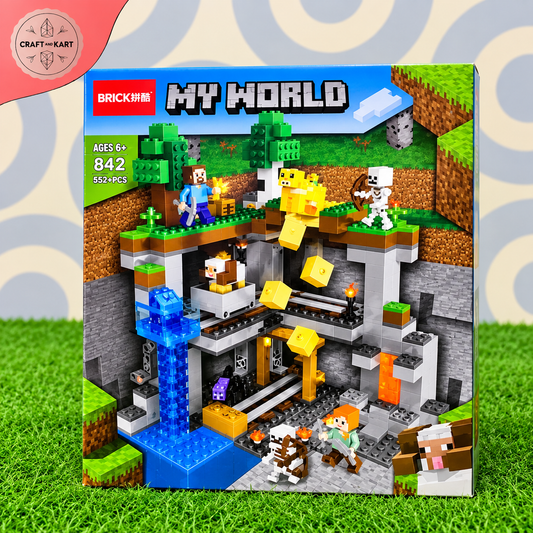 My World Mining Cave Building Blocks Set for Kids – 842 Pieces Educational Construction Toy | Craft & Kart
