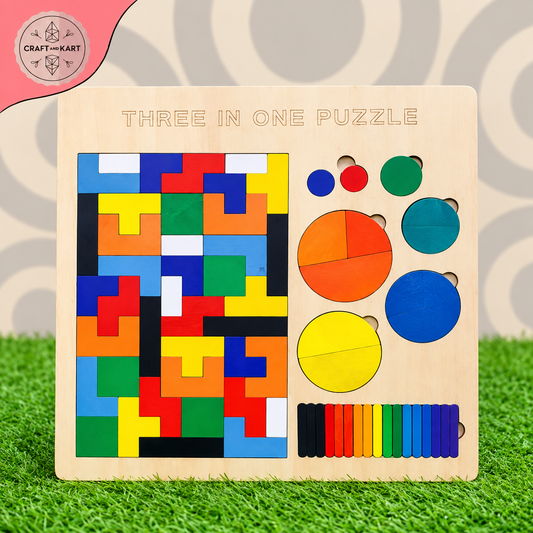3 in 1 Wooden Puzzle For Kids