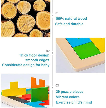 3 in 1 Wooden Puzzle For Kids - Craft and Kart