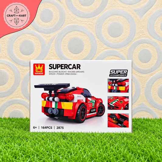 Supercar Building Block Sets – 3-Pack Race Car Brick Toys with Red, Green, and White Models | Creative Construction Gift for Kids