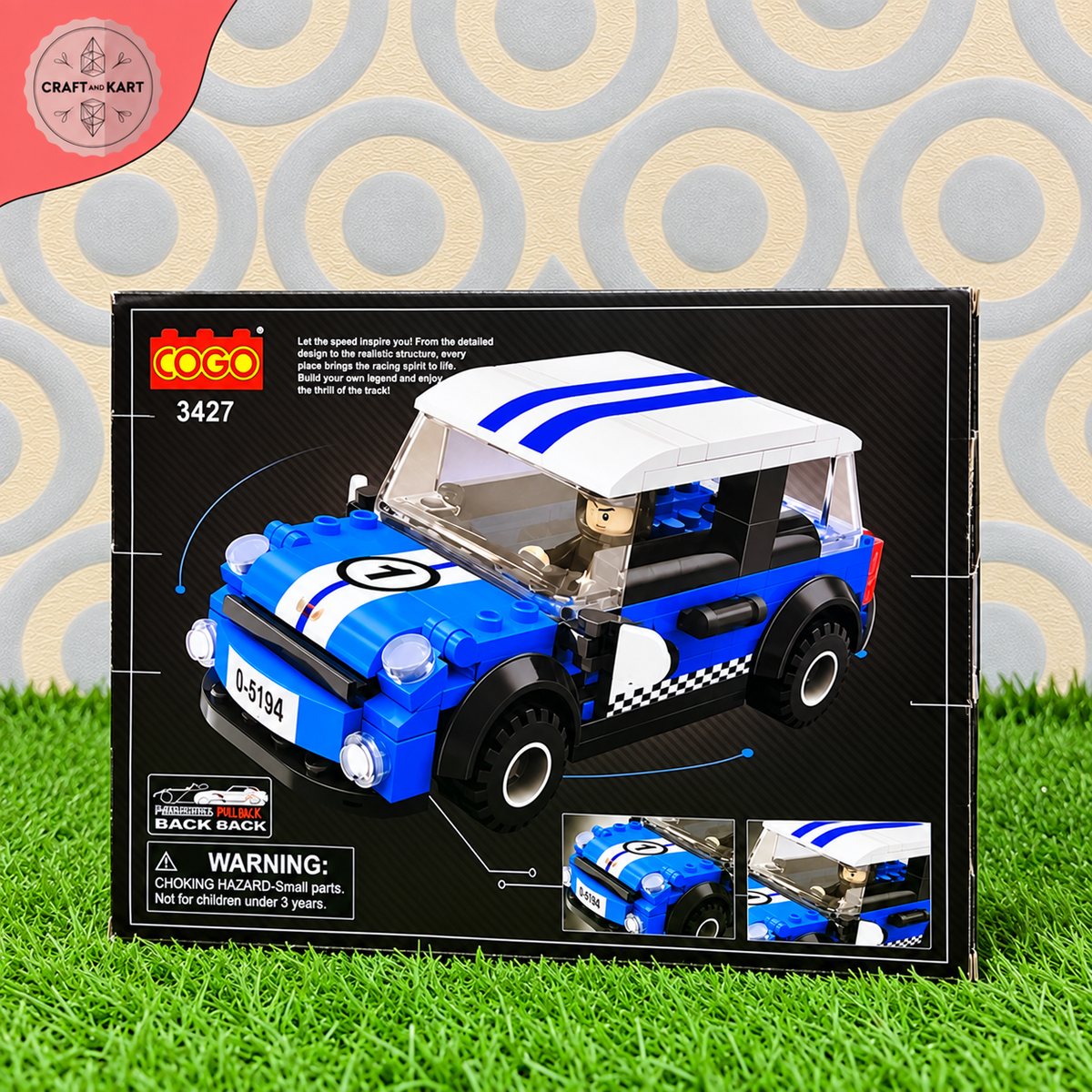 Brick Building COGO Speed Crossing Mini Racing Car Building Blocks Set | 182 Pieces Educational DIY Toy for Kids 6+