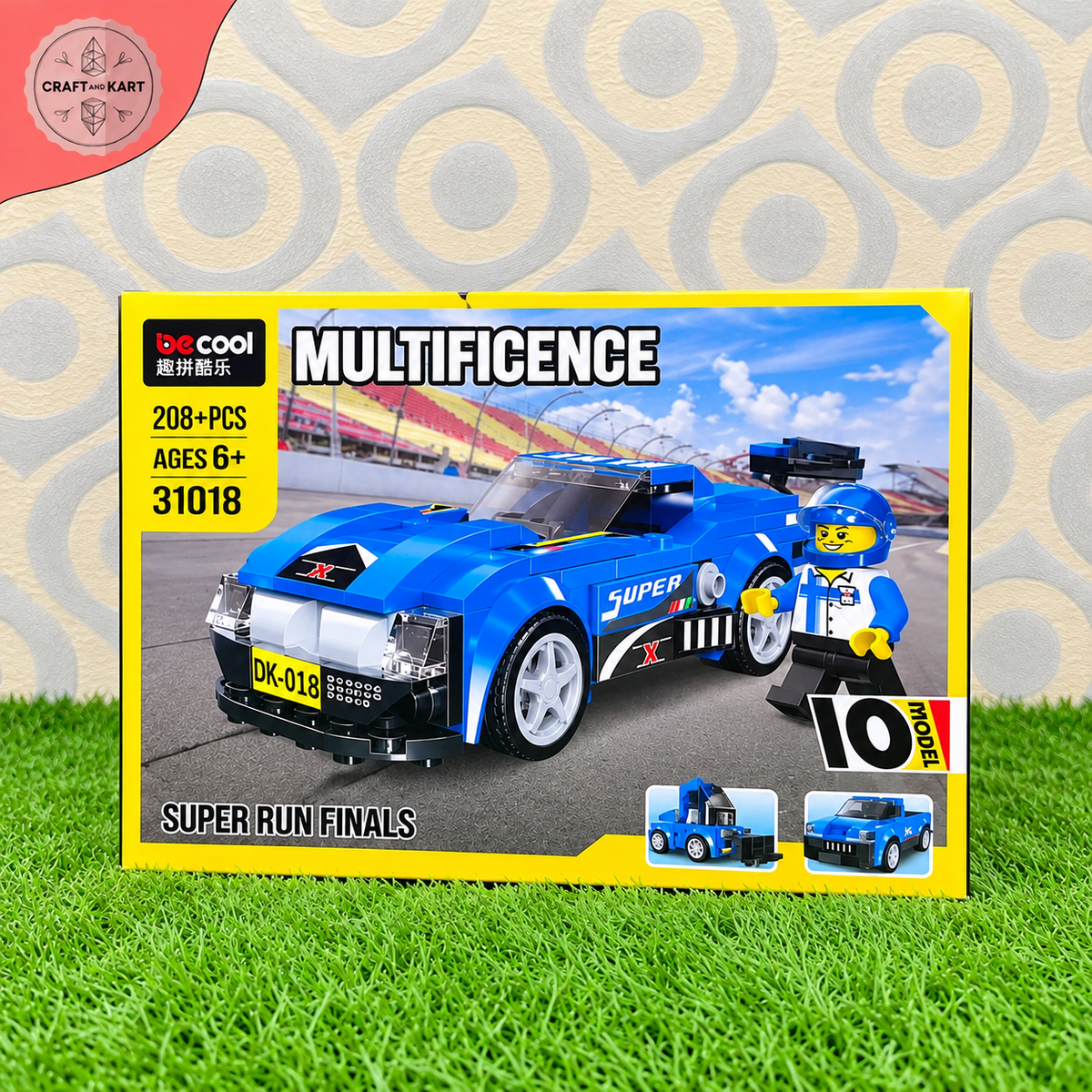 Brick Building 10-in-1 Super Racing Car Building Blocks Set – 208+ PCS STEM Construction Toy for Kids 6+ | Craft & Kart