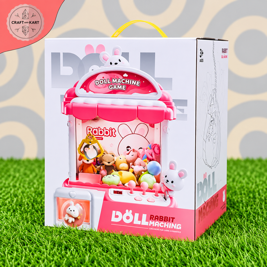 Mini Rabbit Claw Machine Toy for Kids – Electric Arcade Doll Catcher Game with Mini Plush Toys & Prize Capsules