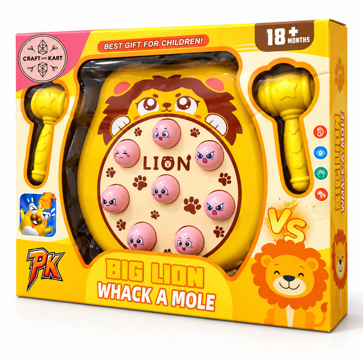 Big Lion Whack A Mole Game for Kids 18+ Months | Interactive Hammer Pounding Toy