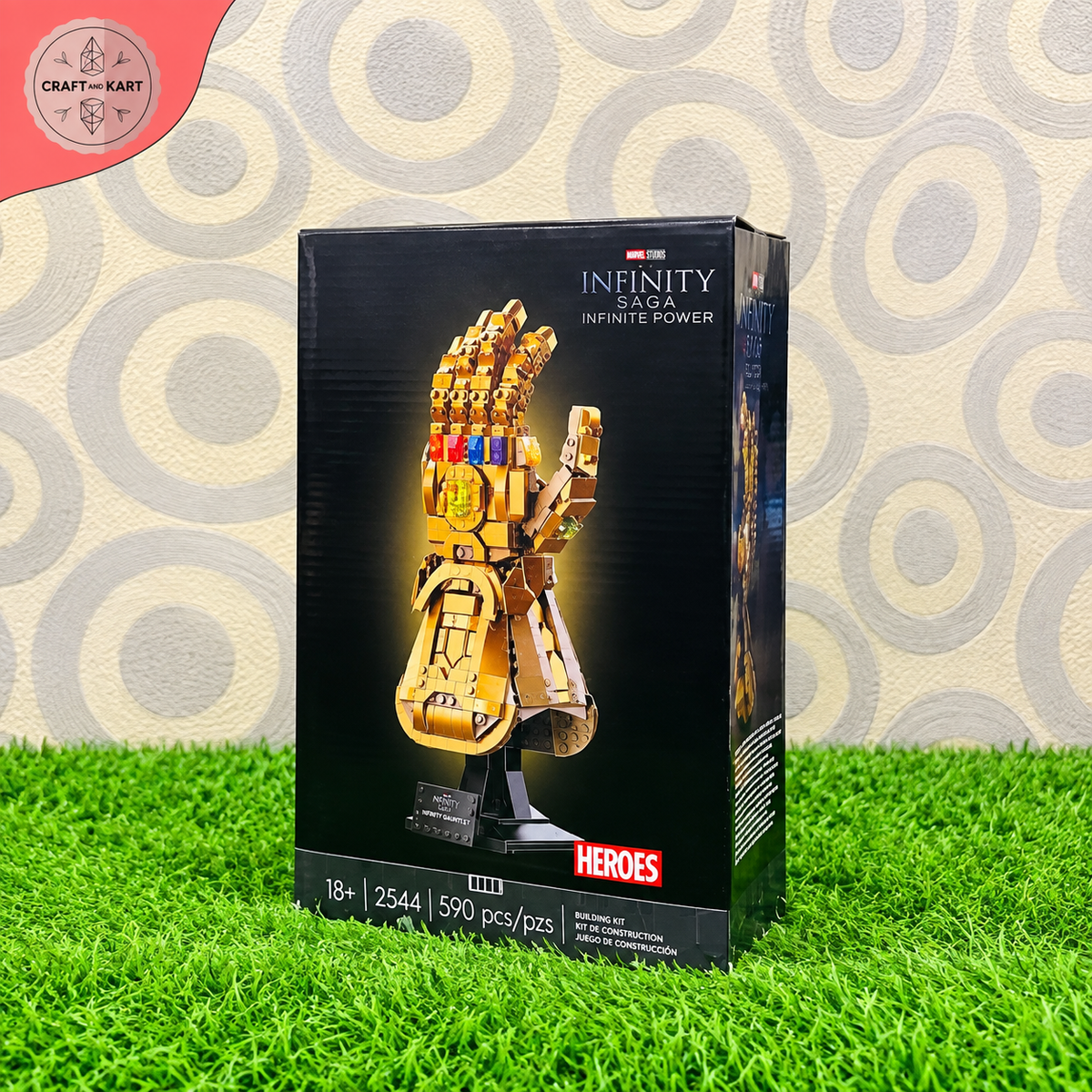 Brick Building Infinity Gauntlet Building Blocks Set – 590 Pieces Super Hero Collectible Display Model for Adults & Teens | Craft & Kart