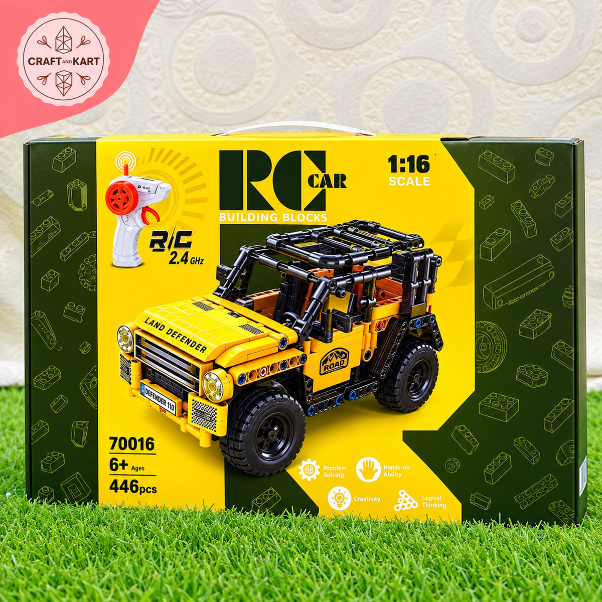 Brick Building Remote Control Off-Road Building Blocks Car (446 Pieces) – 2.4GHz RC DIY Construction Toy for Kids | Craft & Kart