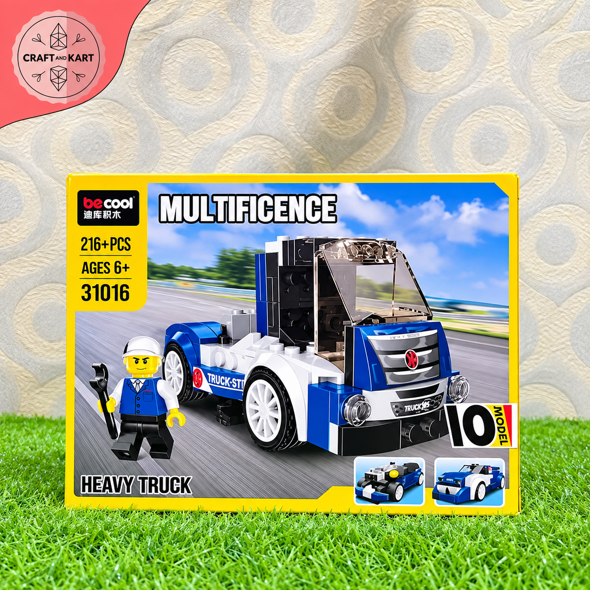 Brick Building 10-in-1 Heavy Truck Building Blocks Set – 216+ PCS STEM Construction Toy for Kids 6+ | Craft & Kart