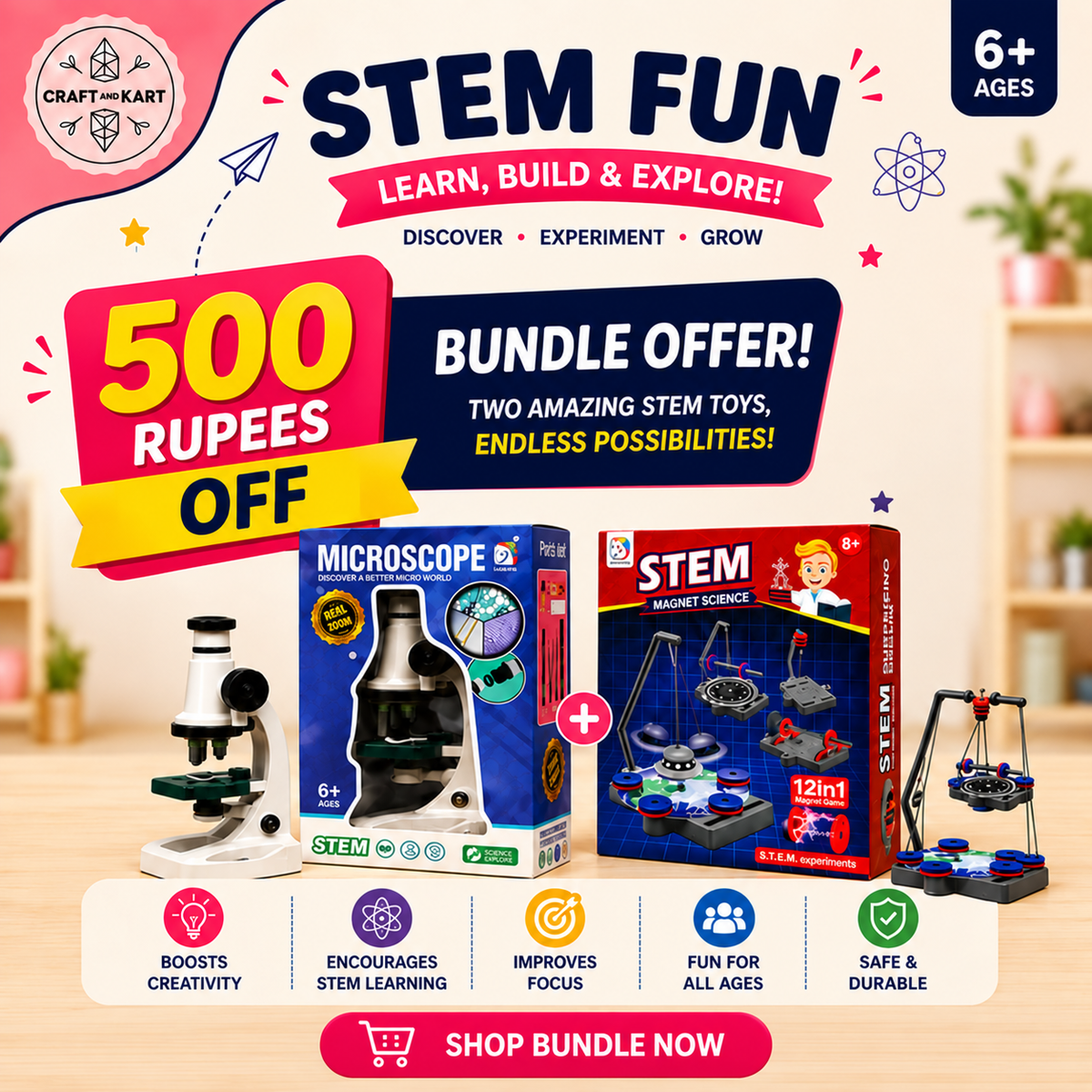 STEM Microscope & Magnetic Science Kit Bundle | Rs. 500 OFF | Craft & Kart