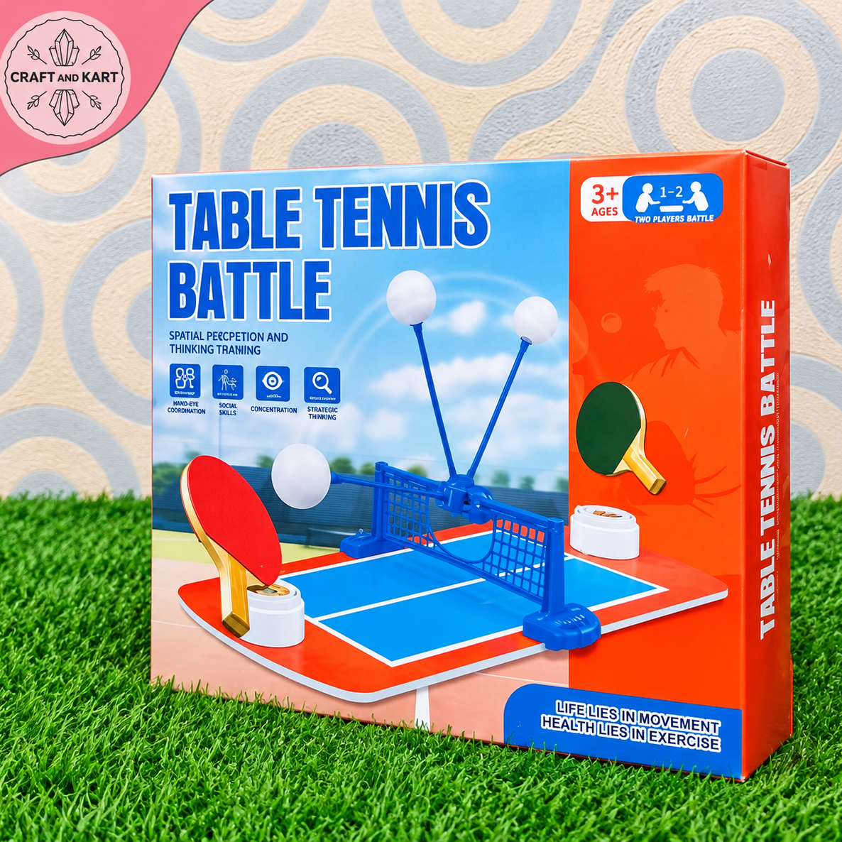 Table Tennis Battle Game Set for Kids – Mini Ping Pong Table with Rackets, Balls & Net | Indoor Outdoor Family Sports Toy | Craft & Kart