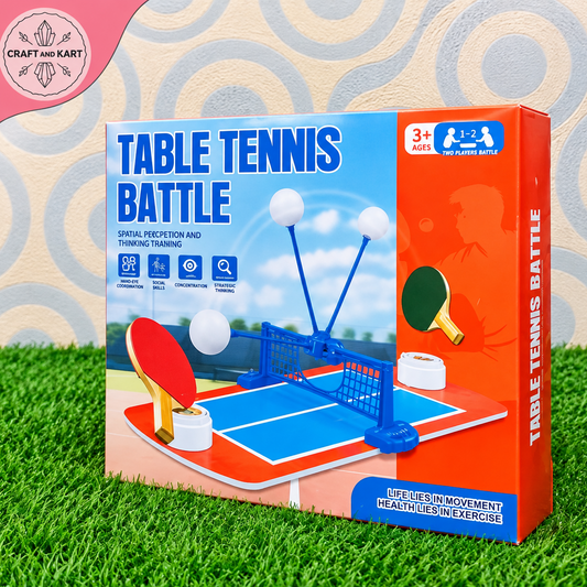 Table Tennis Battle Game Set for Kids – Mini Ping Pong Table with Rackets, Balls & Net | Indoor Outdoor Family Sports Toy | Craft & Kart