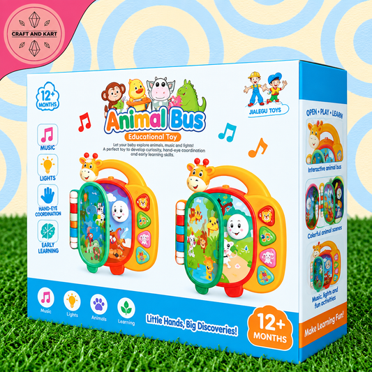 Interactive Animal Book & Bus Educational Musical Toy with Lights & Sounds (12+ Months)