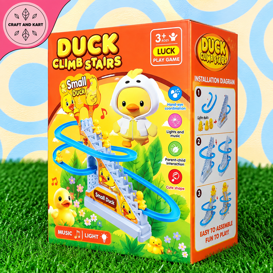 Automatic Duck Climb Stairs Musical Roller Coaster Track Toy with Lights (Ages 3+) | Craft & Kart