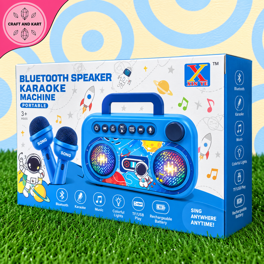 Portable Bluetooth Karaoke Machine Speaker with 2 Microphones for Kids (Ages 3+) | Craft & Kart