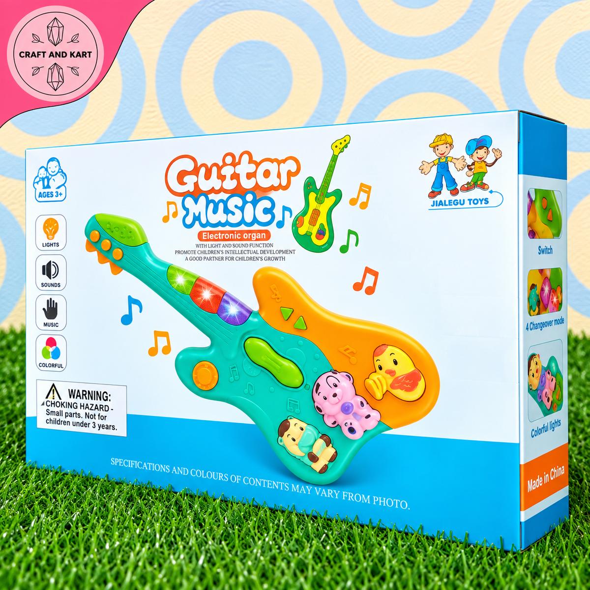 Kids Electronic Organ Music Guitar Toy with Lights & Sounds (Ages 3+)