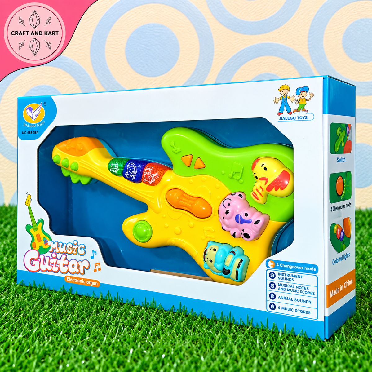 Kids Electronic Organ Music Guitar Toy with Lights & Sounds (Ages 3+) | Craft & Kart