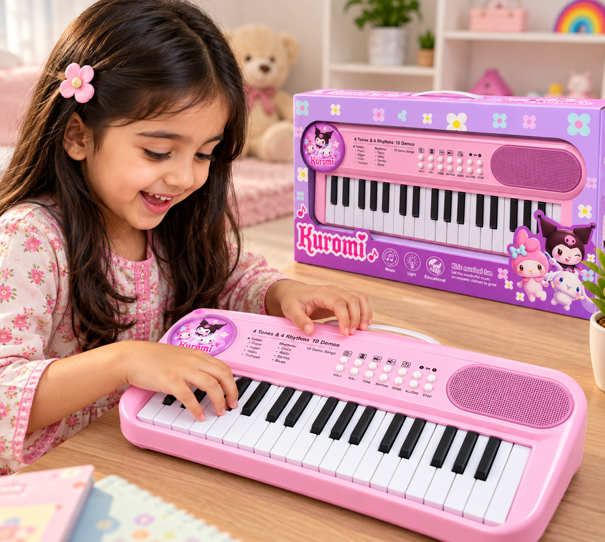 Kids Musical Keyboard Piano Toy with 10 Demo Songs & 4 Tones | Educational Electronic Piano for Boys & Girls