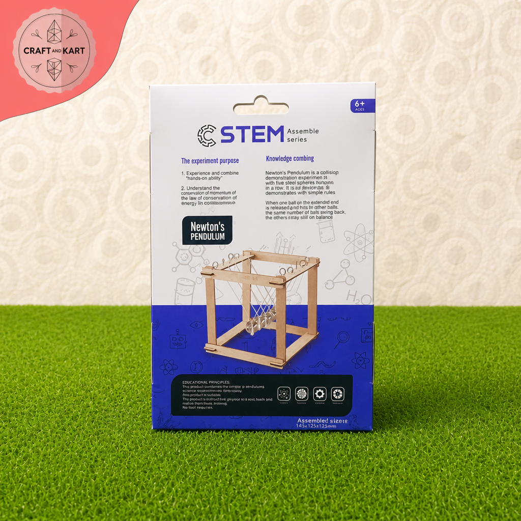 DIY Newton's Cradle Pendulum Wooden STEM Kit for Kids (Ages 6+) – Educational Physics & Science Experiment Assembly Model Toy