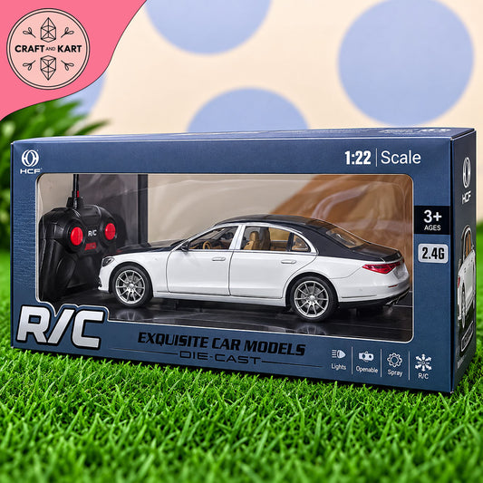 1:22 Scale White Luxury Sedan R/C Remote Control Die-Cast Car Toy for Kids