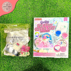 Crystal soap making kit packaging on grass with 'Craft with Kart' logo.