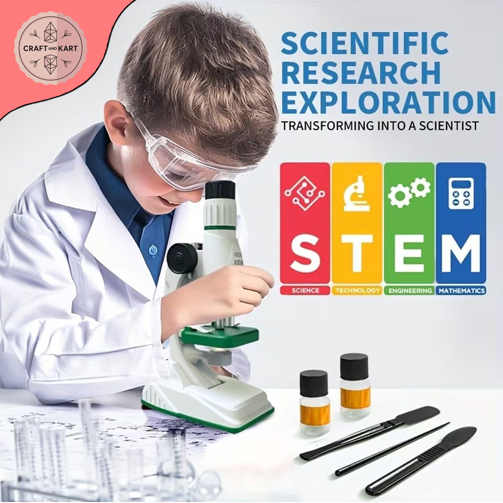 Kids Science Microscope Kit 1200X – LED STEM Educational Toy