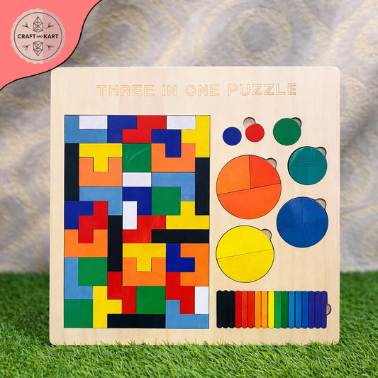 3 in 1 Wooden Puzzle For Kids