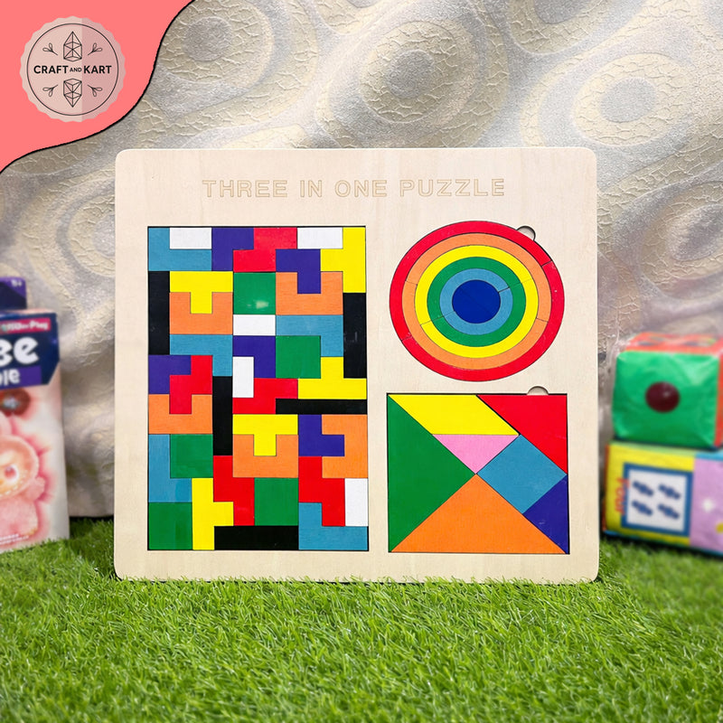 3 in 1 Wooden Puzzle For Kids