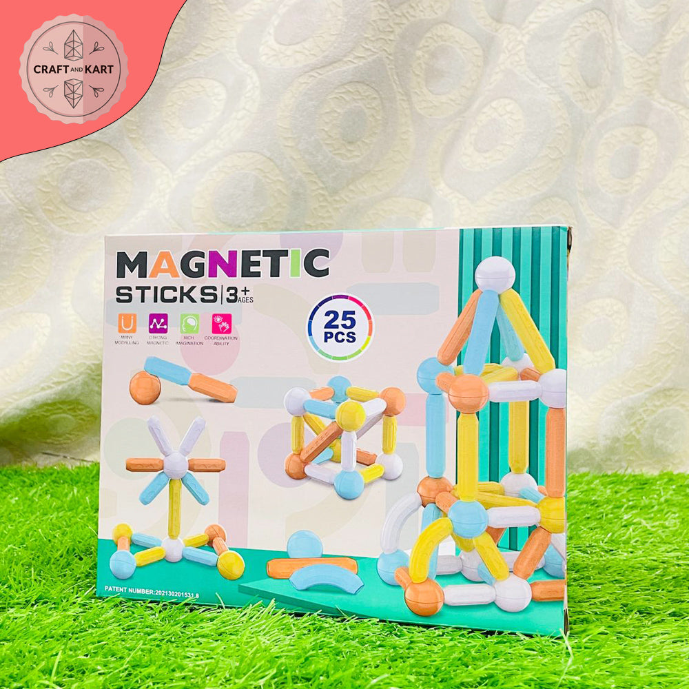 25 Pcs Kids Magnetic Sticks Lamp Balls Building Blocks Set