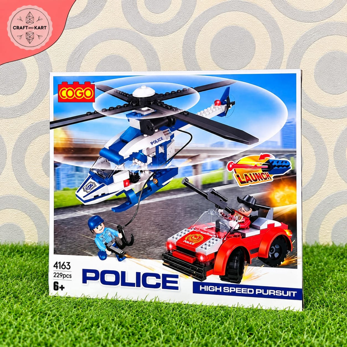 Brick Building COGO Police High Speed Pursuit Building Blocks Set (229 Pcs) | Craft & Kart