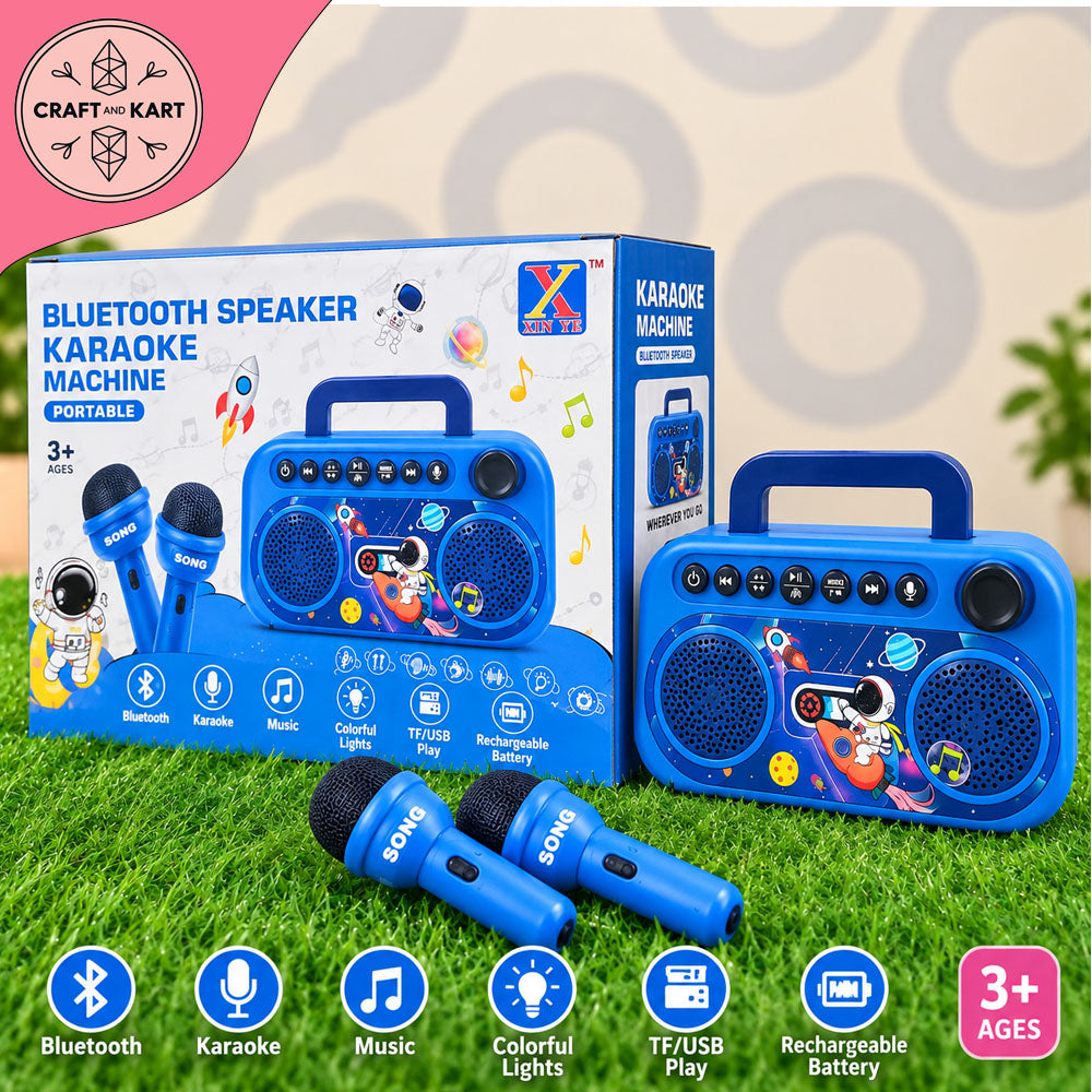 Portable Bluetooth Karaoke Machine Speaker with 2 Microphones for Kids (Ages 3+)