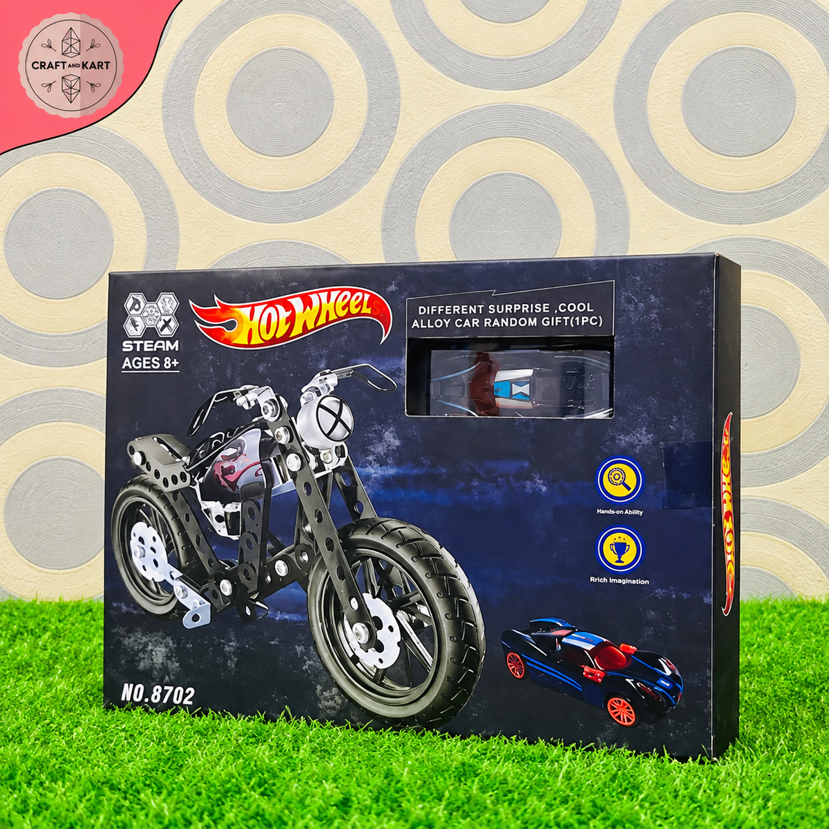 Brick Building Hot Wheel Steam Motorcycle Building Set | Craft & Kart
